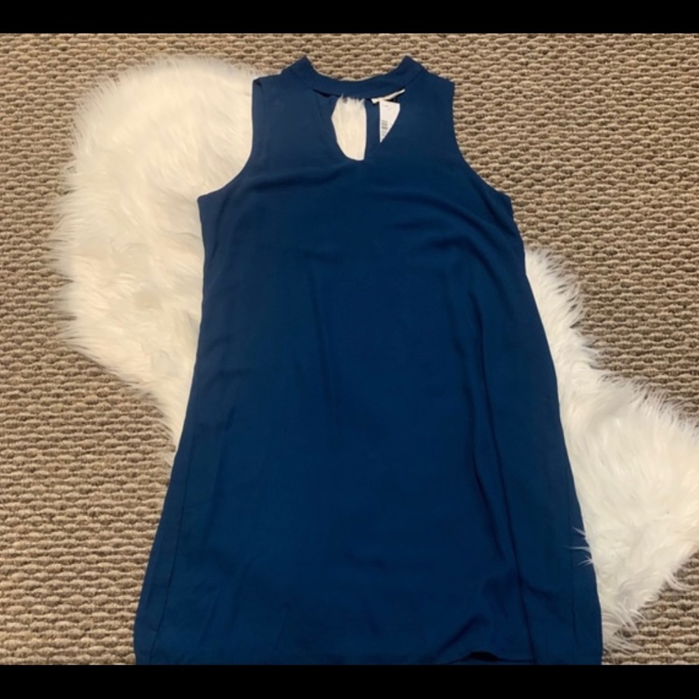 Pink Rose Blue Keyhole Dress Size Medium